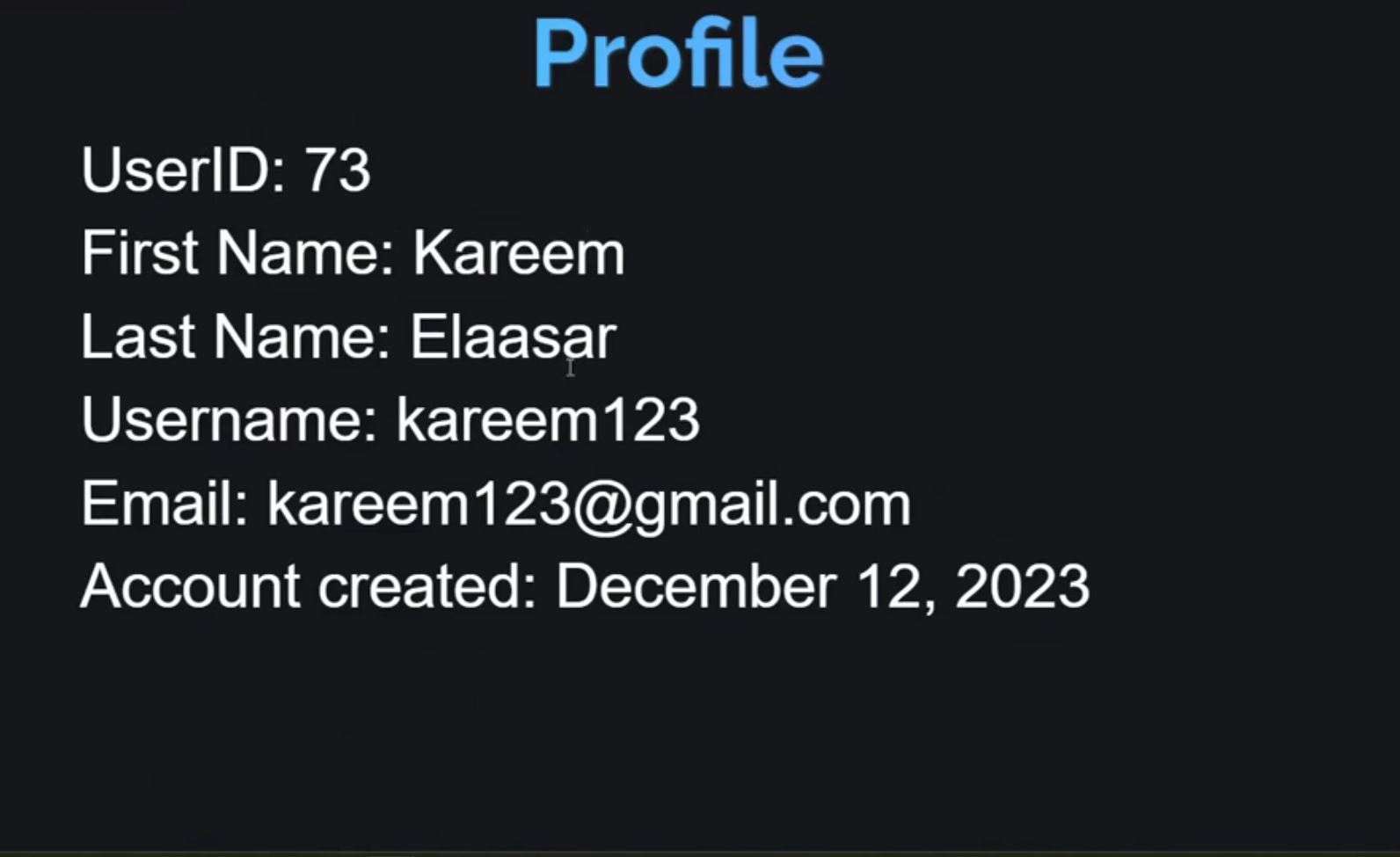 Profile Page